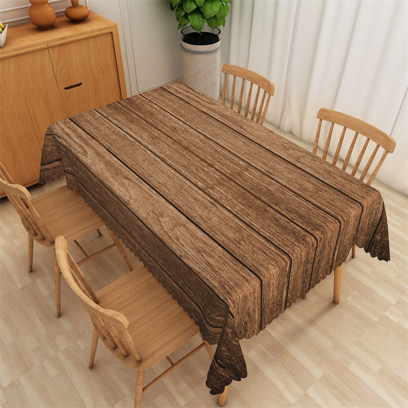 Lofaris Pastoral Wood Texture Stripes Rectangle Tablecloth