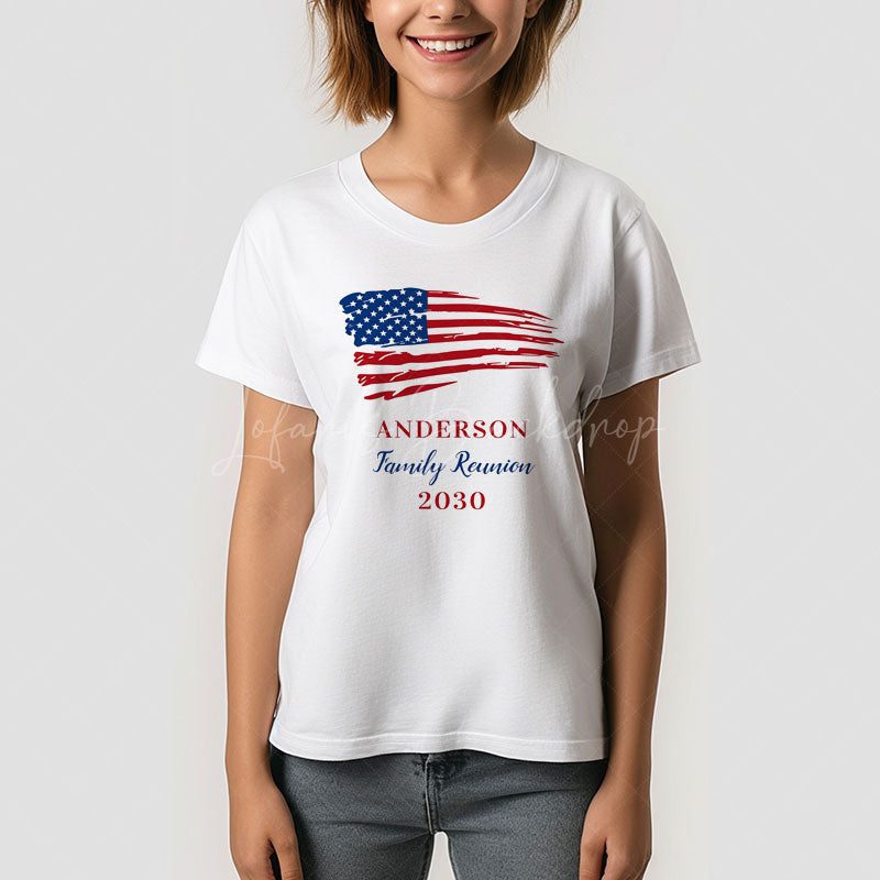 Lofaris Patriotic Family Reunion Custom USA Flag T-Shirt