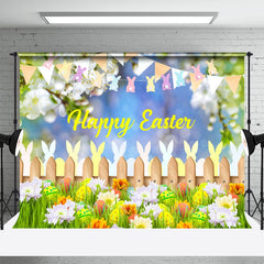 Lofaris Patterned Egg Wood Fence Bunny Grass Easter Backdrop