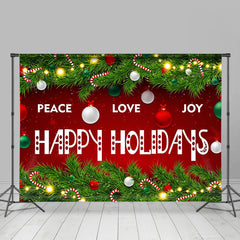 Lofaris Peace Love Happy Holidays Green Plant Xmas Backdrop