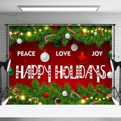 Lofaris Peace Love Happy Holidays Green Plant Xmas Backdrop