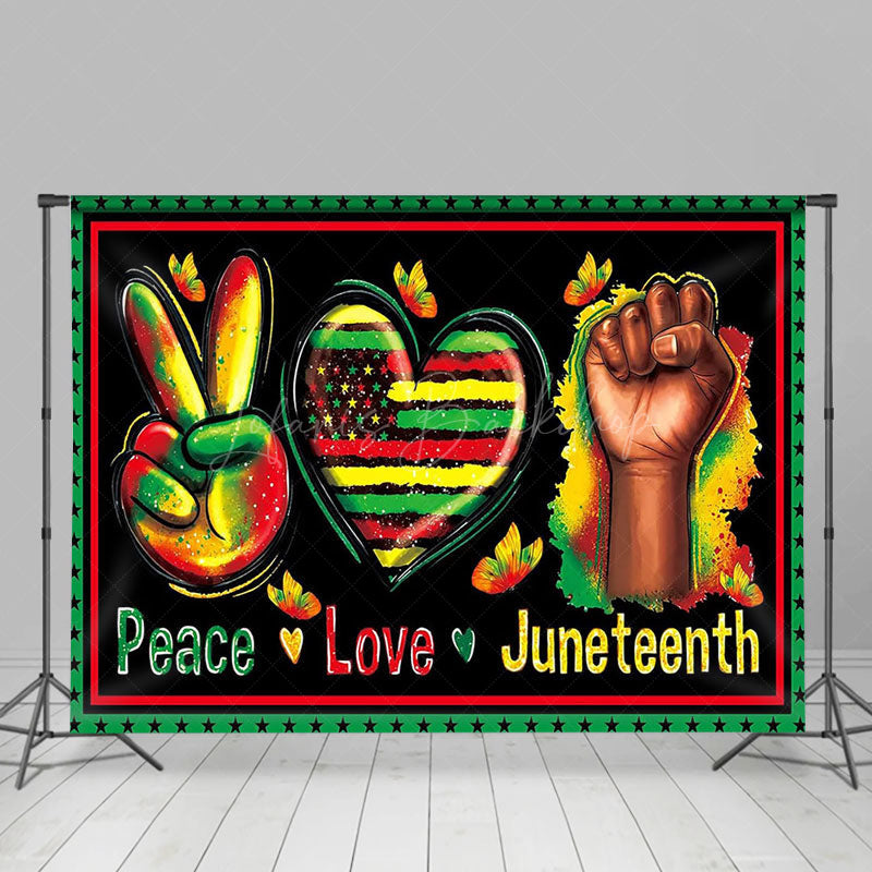 Lofaris Peace Love Heart Juneteenth Photo Booth Backdrop