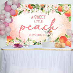 Lofaris Peach Floral Leaves Baby Shower Backdrop For Girl