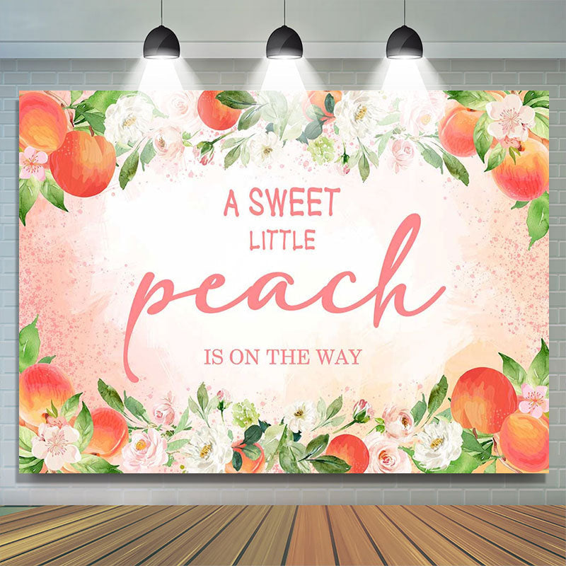 Lofaris Peach Floral Leaves Baby Shower Backdrop For Girl