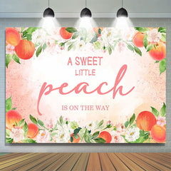 Lofaris Peach Floral Leaves Baby Shower Backdrop For Girl