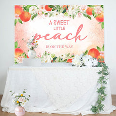 Lofaris Peach Floral Leaves Baby Shower Backdrop For Girl