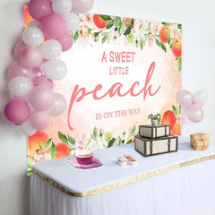 Lofaris Peach Floral Leaves Baby Shower Backdrop For Girl