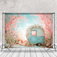 Lofaris Peach Flower Little RV Bokeh Spring Photo Backdrop