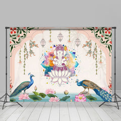 Lofaris Peacock Pink Lotus Hinduism Ganesha Worship Backdrop