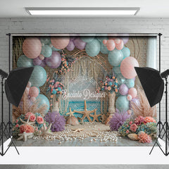 Lofaris Pearl Balloons Summer Coastal Cake Smash Backdrop