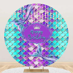 Lofaris Pearl Curtain Purple Cyan Mermaid Circle Backdrop