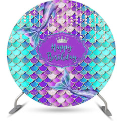 Lofaris Pearl Curtain Purple Cyan Mermaid Circle Backdrop