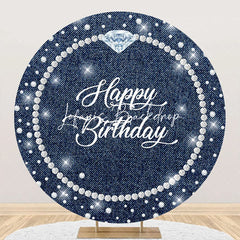 Lofaris Pearl Necklace Diamond Denim Round Birthday Backdrop