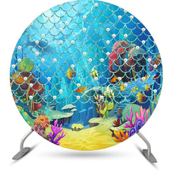 Lofaris Pearl Scale Pattern Undersea Corals Circle Backdrop