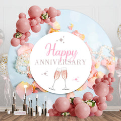 Lofaris Pearls Pink Petals Bokeh Round Anniversary Backdrop