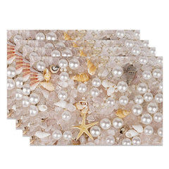 Lofaris Pearls Shells Starfish Coastal Set Of 4 Placemats