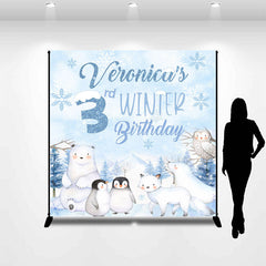 Lofaris Penguin Polar Bear 3rd Winter Custom Birthday Backdrop