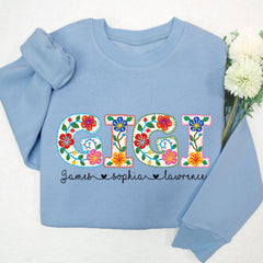 Lofaris Personalizd Grandma Flowers Name Kids Sweatshirt