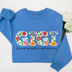 Lofaris Personalizd Grandma Flowers Name Kids Sweatshirt