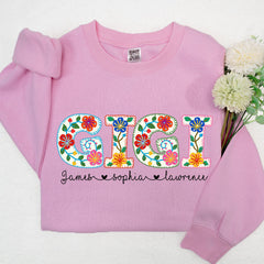 Lofaris Personalizd Grandma Flowers Name Kids Sweatshirt