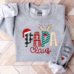 Lofaris Personalize Name Papa Claus Christmas Sweatshirt