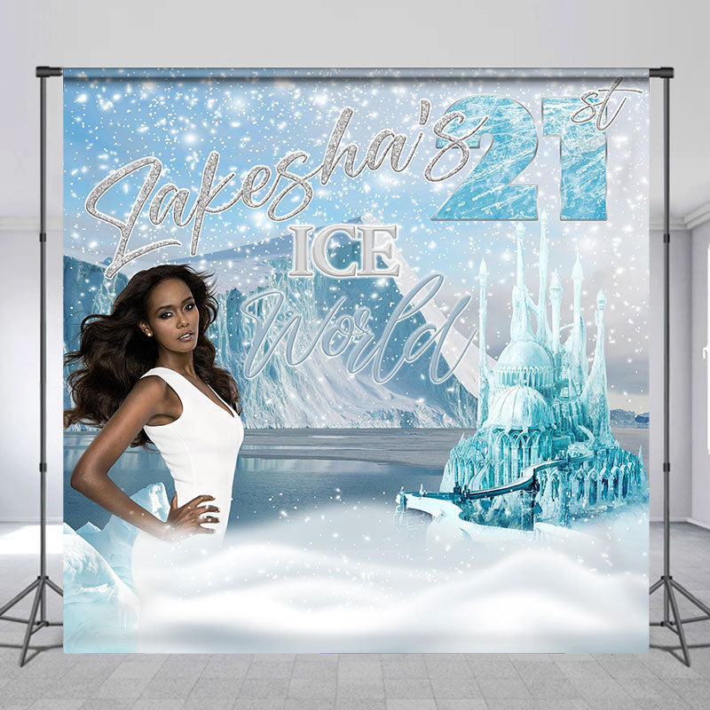 Lofaris Personalized 21st Birthday Winter Ice world Backdrop