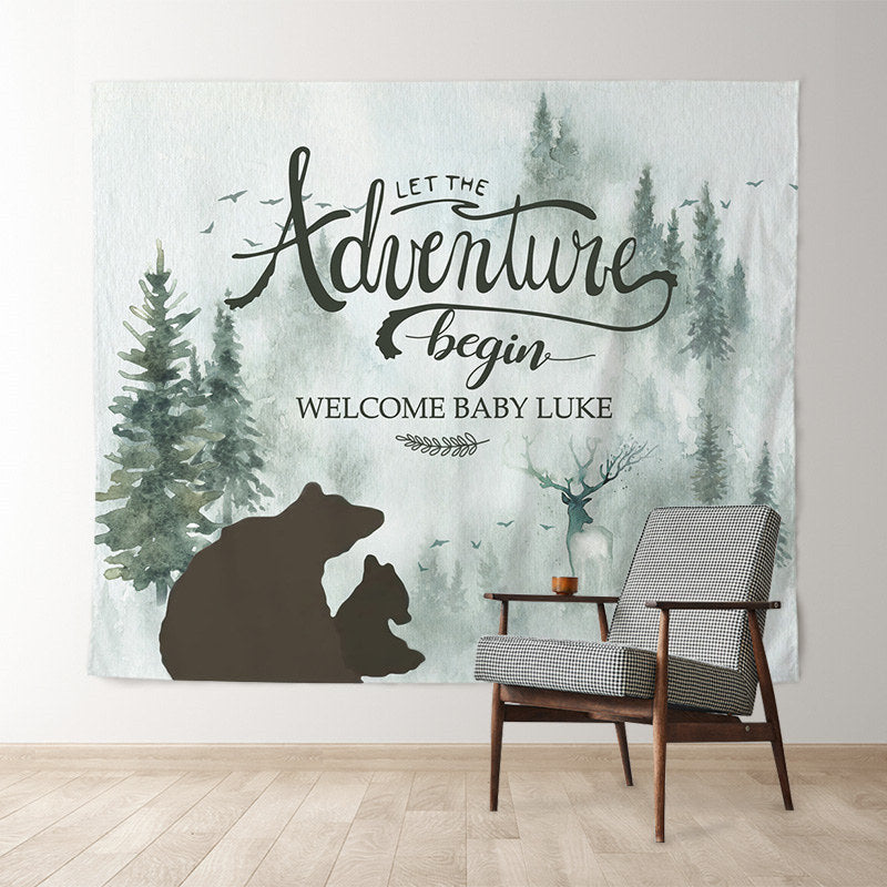 Lofaris Personalized Adventure Forest Baby Shower Backdrop