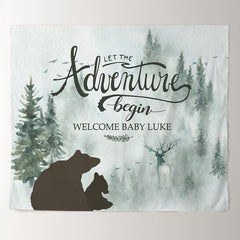 Lofaris Personalized Adventure Forest Baby Shower Backdrop