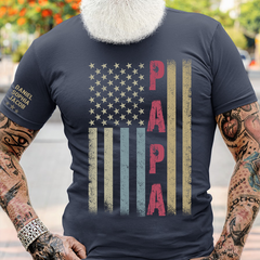 Lofaris Personalized America Flag Papa And Kid Family T - Shirt