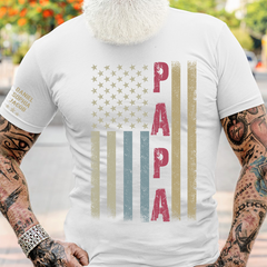 Lofaris Personalized America Flag Papa And Kid Family T - Shirt