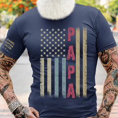 Lofaris Personalized America Flag Papa And Kid Family T - Shirt