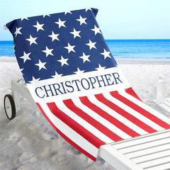 Lofaris Personalized American Flag Summer Beach Towel