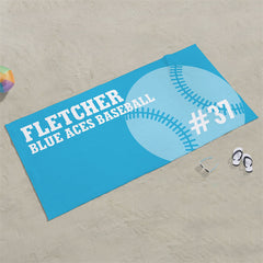 Lofaris Personalized Baseball Pattern Solid Color Beach Towel