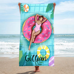 Lofaris Personalized Bikini Donut Swimming Ring Beach Towel