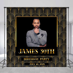 Lofaris Personalized Black Gold Birthday Backdrop For Men