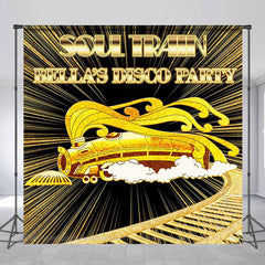 Lofaris Personalized Black Gold Soul Train Disco Party Backdrop