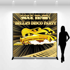 Lofaris Personalized Black Gold Soul Train Disco Party Backdrop