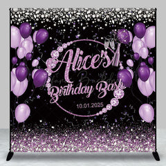 Lofaris Personalized Black Purple Diamond Birthday Backdrop