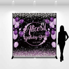 Lofaris Personalized Black Purple Diamond Birthday Backdrop