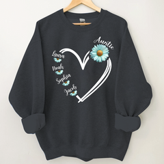 Lofaris Personalized Blue Daisy Flower Heart Aunt Sweatshirt