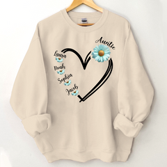 Lofaris Personalized Blue Daisy Flower Heart Aunt Sweatshirt