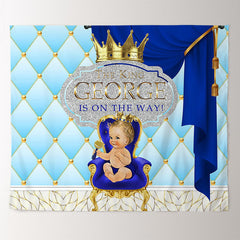 Lofaris Personalized Blue Little King Baby Shower Backdrop