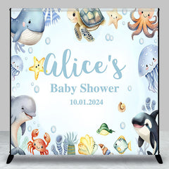 Lofaris Personalized Blue Marine Lives Baby Shower Backdrop