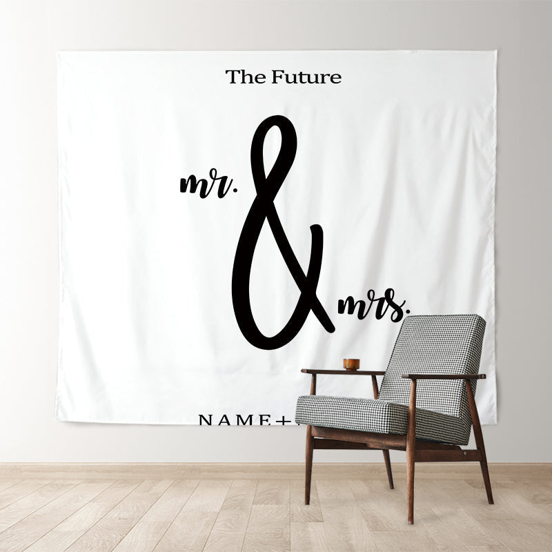 Lofaris Personalized Boho Black And White Wedding Backdrop