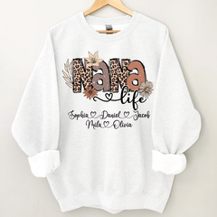 Lofaris Personalized Boho Flower Leopard Nana Kids Sweatshirt