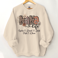 Lofaris Personalized Boho Flower Leopard Nana Kids Sweatshirt