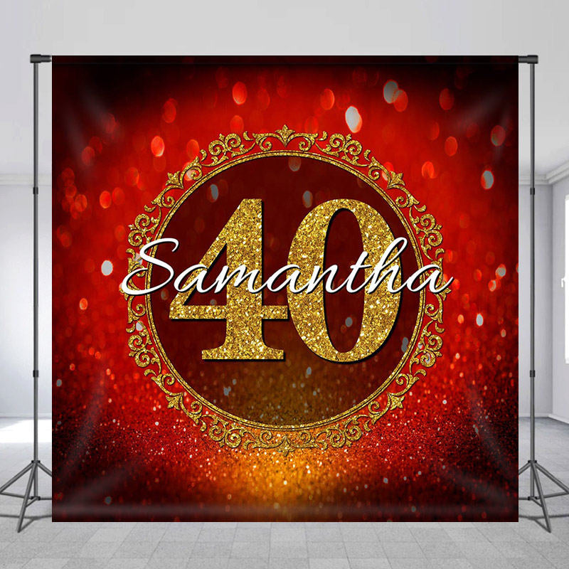 Lofaris Personalized Bokeh Glitter Red 40th Birthday Backdrop