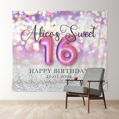 Lofaris Personalized Bokeh Light Sweet 16 Birthday Backdrop