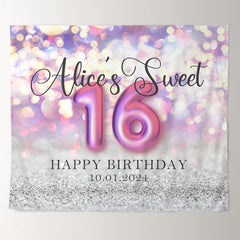 Lofaris Personalized Bokeh Light Sweet 16 Birthday Backdrop