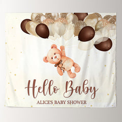 Lofaris Personalized Brown Bear Balloon Baby Shower Backdrop